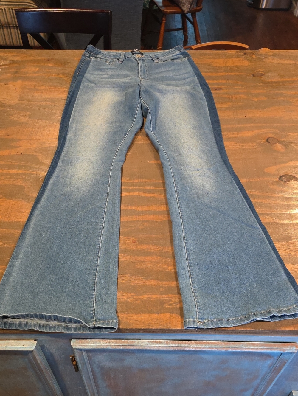 YMI Two-Tone Light and Dark Blue Wide Leg Jeans